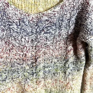 Abercrombie Fitch Oversized Cropped Cable‎ Knit Sweater Women Size S Multi Color thumbnail 6