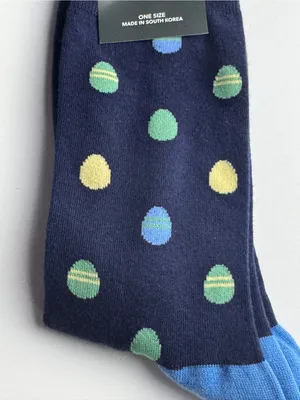 J. Crew Navy Dress Socks with Multicolor Polka Egg Dots Graphic Socks thumbnail 7