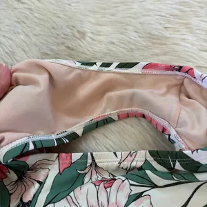 Pink White & Green Floral Open Back Ruched One Piece Swimsuit thumbnail 7