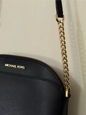 Michael Kors Black Leather Crossbody with Gold Chain Strap thumbnail 6