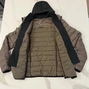 Guess Detachable Hoodie Puffer Jacket Women’s Size Large Taupe Outerwear Casual thumbnail 11