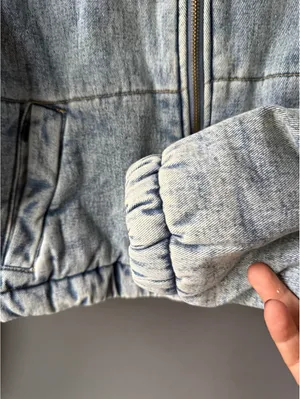 Sweet Habit Light Wash Denim Puffer Jacket, Size S thumbnail 7