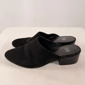 Eileen Fisher Sylvia Suede Block Heel Slip On Mules in Black Size‎ 9 thumbnail 3