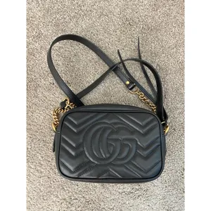Gucci GG Marmont Mini Camera Bag Black Matelassé Leather Crossbody thumbnail 4
