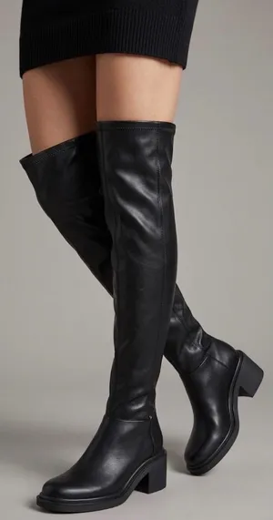 Franco Sarto Kelly Black Over The Knee Boots Square Toe Block Heel Size 7 thumbnail 1