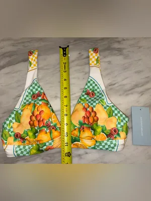 NWT Antonio Melani Fruit Print Bikini Set Checkered Two Piece Swimsuit Small thumbnail 4