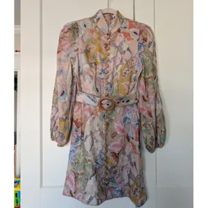 NWOT $950 Zimmermann Illustration Buttoned Belted Floral Linen Mini Dress size 0 thumbnail 3