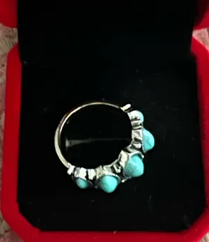 Women’s Stainless Steel Silver Faux Turquoise Embellished Ring Size 7 thumbnail 2