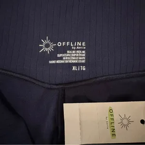 Offline By Aerie Real Me Crossover Super Flare Leggings in Navy Sz‎ XL Short NEW thumbnail 7