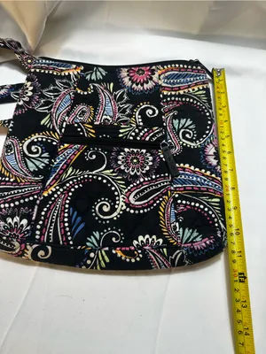 D5. Vera Bradley Black Multicolor Paisley Print Crossbody Bag,adjustable strap thumbnail 4