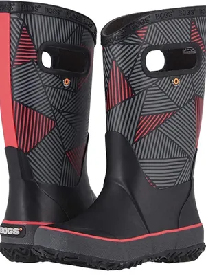 Bogs Kids Black & Red Geometric Mid-Calf Rain Boots thumbnail 2