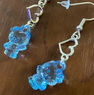 Handmade Kitty Kawaii Y2k Dangle Heart Earrings thumbnail 1