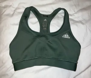Adidas Olive Green Unpadded Racerback Sports Bra thumbnail 1