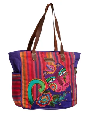 Laurel Burch Elena Shoulder Tote Bag Purple thumbnail 1