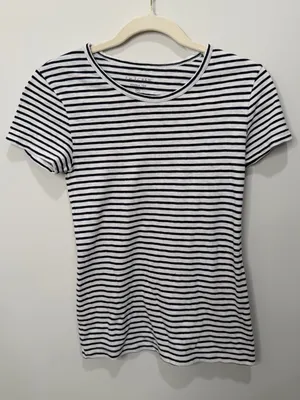 J.Crew Studio Tee Navy White‎ Striped Cotton T-Shirt Size XS thumbnail 1