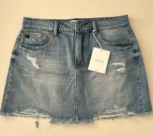 Kacan distressed blue Jean mini western skirt thumbnail 1