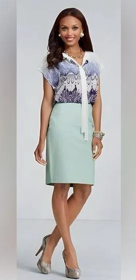 Jordan Almond Mint Green Twill Pencil Skirt. Worn Once, Like New thumbnail 1