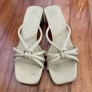 ZARA Beige Strappy Kitten Heels thumbnail 1