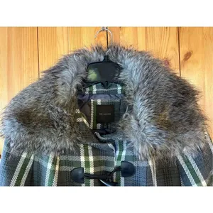 The Limited Faux Fur Collar Plaid Coat Size Medium (0550) thumbnail 4