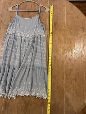 American Eagle Outfitters Light Blue Embroidered Midi Dress, Medium thumbnail 6