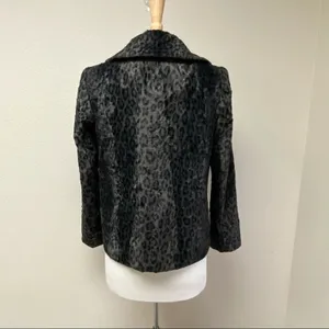 Milly Leopard Print Faux Fur Double Breasted Coat Jacket Small thumbnail 2