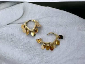 Metal Sequin Gold Hoop Earrings for Women thumbnail 3