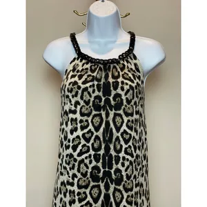 MSK Cream Animal Print Halter Shift Dress Chain Detail Size L New With Tag thumbnail 2