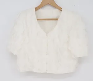 Alice & W Crop Top Womens M Petal Textured Ivory Pearl Button Excellent thumbnail 1