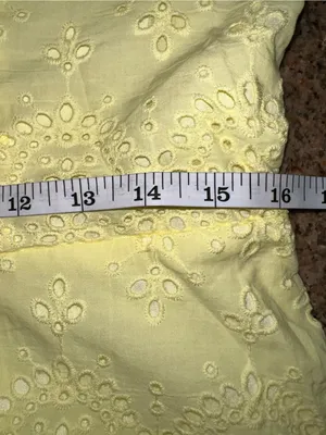 Commense Cotton Yellow Eyelet Midi Dress Scalloped V-Neck Sleeveless NWT Large thumbnail 5