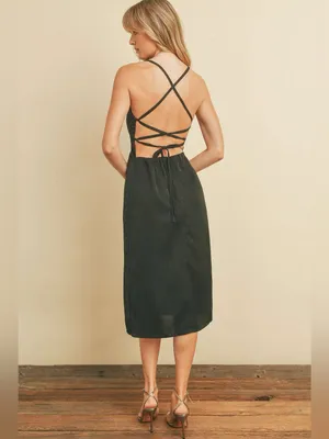Dress Forum NWT Black Open Back Midi Dress Size Large thumbnail 2