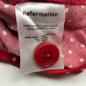 Reformation Leith Mini Dress 0‎ Sleeveless Polka Dot Red White Collar Button NEW thumbnail 3