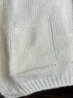 Cream Open Front Knit Mohair Blend Cardigan Sweater thumbnail 4