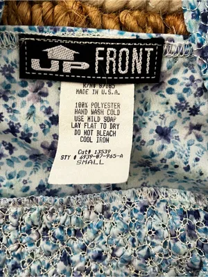 Vintage Blue Floral Mini Dress with Smocked Bodice thumbnail 3