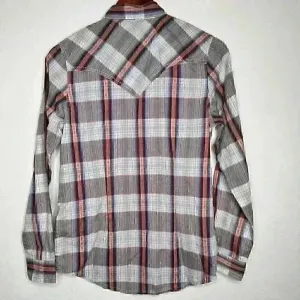 Wrangler pearl snap long sleeved‎ Western shirt Sz S thumbnail 6