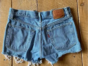 Levi's Light Blue Distressed Denim Cutoff Shorts thumbnail 3