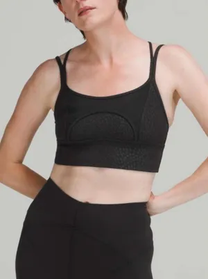 Lululemon Nulu and Mesh Yoga Sports Bra Light Support Jewel Emboss Black thumbnail 1