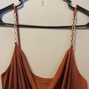 Jason Wu Emmett Burnt Orange Rhinestone Cowl‎ Neck Jumpsuit Size Medium thumbnail 3