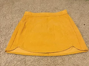 Yellow suede scallop mini skirt never worn thumbnail 2