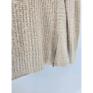Moth Sweater Womens Medium Chunky Knit Side Zip Cream V thumbnail 2