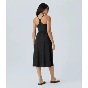Halara Everyday Midi Soft Sleek Airy Stretch Breathable Casual Dress Black M thumbnail 3