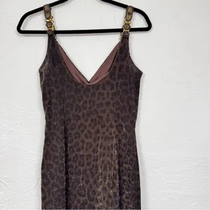 Vintage Scott McClintock Brown Leopard Maxi Dress Womens 6 Formal Glitter Y2K thumbnail 4