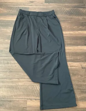 Halara Pleated Wide Leg Trousers Black High Waisted Stretch Workleisure Pants L thumbnail 1