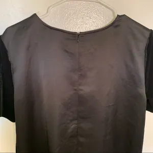 Ann Taylor Women's Size Medium Velvet Blouse Short Sleeve Black Mixed Media thumbnail 7