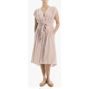 Max Studio Stripe Tie Front Cotton Blend Dress Red Women’s L thumbnail 2