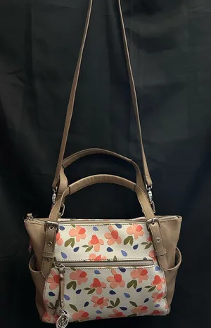 Relic Women’s Floral Print Shoulder Bag in Taupe & Coral thumbnail 1