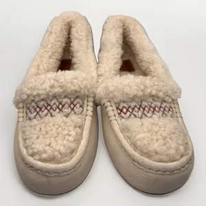 UGG Ansley Heritage Braid Suede Moccasin Slippers Sand Cream Shearling Womens 9 thumbnail 3