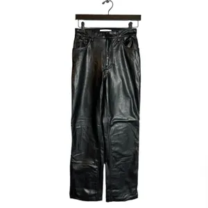 Abercrombie & Fitch vegan leather 90’s straight‎ ultra high rise 26 short thumbnail 4