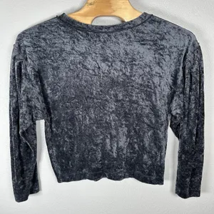 We The Free People‎ Crushed Velvet Black Pullover Slouchy Sweatshirt Size Medium thumbnail 2