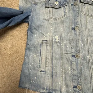 HOLLISTER Women's Distressed Tie Dye Destroyed Denim Jean Jacket Size Small thumbnail 8