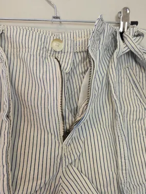 American Eagle Cotton Cream and Blue Striped Shorts with Tie Waist thumbnail 5